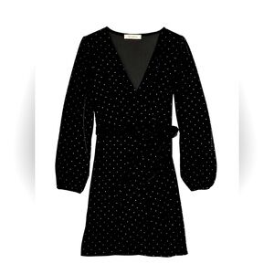 Nine West Velvet Wrap Long Sleeves Black Dress Size XXL